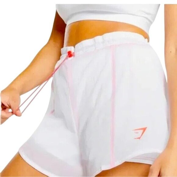 Gymshark Pants - Gymshark Pulse 2 in 1 White Shorts
